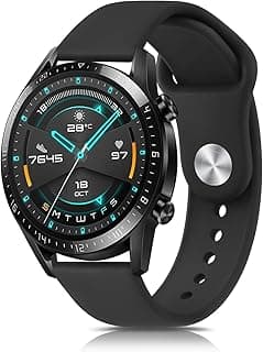 استيك لهاتف هواوي Watch GT3 46 mm / GT2 46 mm / GT 2e 46 mm / GT2 Pro 46 mm، استيك رياضي بديل من السيليكون 22 mm متوافق مع هواوي Watch GT2 Classic، أسود