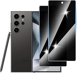 [عبوة من 2] حماية شاشة خصوصية لهاتف سامسونج Galaxy S24 Ultra، زجاج مقسى ضد التجسس، صلابة 9H، مضاد للخدش وبدون فقاعات