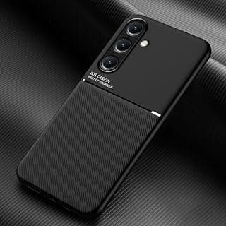جراب موبايل متوافق مع سامسونج Galaxy A26 كلاسيك مقاوم للصدمات، سيليكون ناعم TPU وظهر صلب PC، جراب مغناطيسي مقاوم للصدمات (أسود)