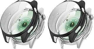 Cover Compatible with Huawei Watch GT 6 46 mm with Protective Screen, 2 Pack Anti-Scratch Soft TPU Cover Plated-Black
