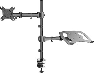 HFTEK - HF282LM - Monitor holder desk mount for screens from 13 to 27 inch with VESA 75/100 - fully movable - height adjustable + holder for laptop - notebook - tablet - iPad