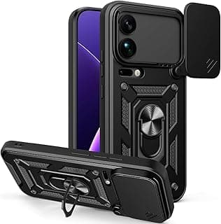 جراب متوافق مع شاومي 17 Pro Max موديل CamShield مقاوم للصدمات وحماية كاملة مع غطاء كاميرا وحلقة معدنية (اسود)