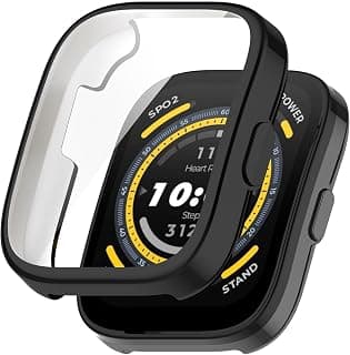 جراب موبايل Dl3 متوافق مع Amazfit Bip 5 (A2215) حماية كاملة مع سكرين بروتكتور مدمج، غطاء TPU ناعم مقاوم للصدمات، إطار حماية نحيف لـ Amazfit Bip 5 (أسود)