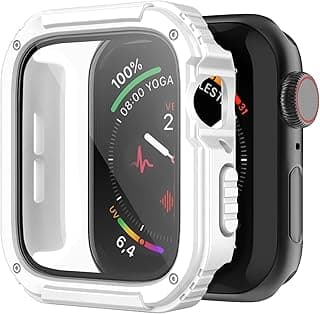 جراب Dl3 Mobilak متين لساعة ابل مقاس 40mm Series SE/6/5/4 مع واقي شاشة، غطاء حماية متين من الدرجة العسكرية سلسلة Quattro Pro مضاد للسقوط وتغطية كاملة وممتص للصدمات (أبيض)
