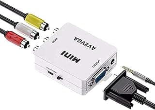 Microware AV to VGA Converter - AV (RCA) to VGA Video Converter with 3.5mm Audio to PC/HTV - Pack of 1
