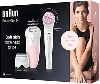 Silk-epil Beauty Set 5 5/885 BS Wet & Dry epilator with 3 extras including Braun FaceSpa
