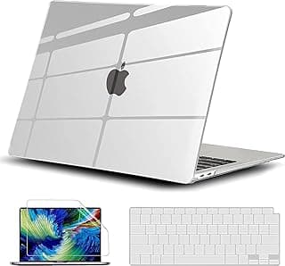 OJOS Case Compatible with MacBook Air 13.6 inch Case, 2023 2022 Release A2681 M2 Liquid Retina Display Touch ID, Plastic Hard Shell & Keyboard Cover & Screen Protector (Transparent)