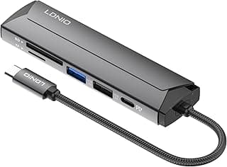 DS-56H 6-in-1 Type-C Ports Hub, 4K HDMI, USB 3.0, PD 100W Charging, SD/TF Card Reader, Grey