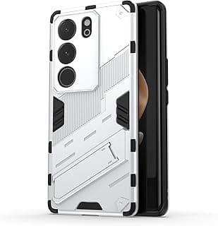Punk Armor Phone Case Compatible With Vivo V29 5G / Pro - 2 in 1 PC + TPU Shockproof Case With Invisible Holder (White)