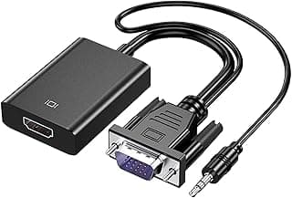 كابل VGA إلى HDMI مع صوت، 1080P للكمبيوتر إلى التلفزيون/الشاشة، محول VGA إلى HDMI مخرج VGA إلى مدخل HDMI للكمبيوتر واللابتوب وشاشات HDTV