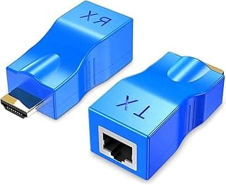 موسع HDMI، محول كابل شبكة HDMI إلى RJ45 مكرر عبر Cat 5e/6 دقة 1080p حتى 30 متر لشاشات HDTV HDPC 4K 2K، يتطلب سلك نحاس نقي Cat 5e/6/6e - لا يدعم HDCP