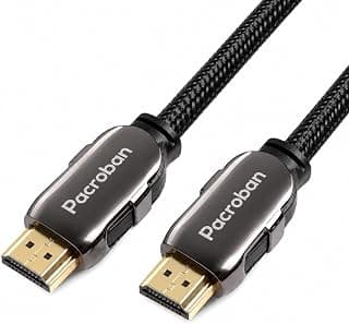 كابل HDMI eARC من Pacroban بطول 10 قدم للسماعات (معتمد فائق السرعة) HDMI 2.1، سرعة 48Gbps، دقة 4K 120Hz، 8K 60Hz | صوت Dolby Atmos، HDR ديناميكي، HDCP، Dolby Vision، إيثرنت