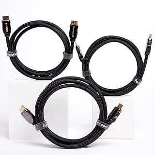8K HDMI 2.1 Braided Cable (3ft-3 Pack) Supports 48Gbps Ultra High Speed, 8K 5K 4K 1080p at 120Hz 60Hz, Dynamic HDR, Dolby Vision, Dolby Atmos, eARC