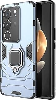 جراب ظهر اكيرا متوافق مع VIVO V29 5G/V29 Pro/S17/S17 PRO، حماية مزدوجة ضد الصدمات، مع حلقة دوران 360 درجة ومسند، وقاعدة مغناطيسية للسيارة - (أزرق)