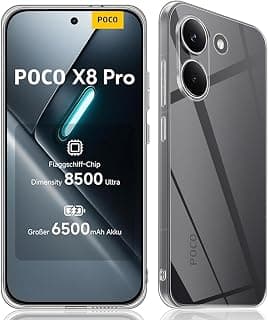 جراب شفاف لهاتف Poco X8 Pro، تصميم شفاف كريستالي، حماية عسكرية من الصدمات والسقوط، مقاوم للخدش، غطاء سيليكون TPU نحيف وخفيف