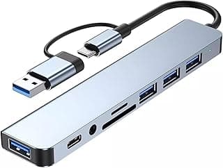 MAZE MTU-9254 8-in-1 Multiport Station, USB-C/USB Hub, Expansion Hub with USB 3.0 and USB 2.0 Ports, TF/SD Card Reader, 3.5mm Audio Jack