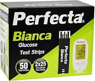 شرائط قياس السكر Perfecta Bianca، عدد 50 شريط
