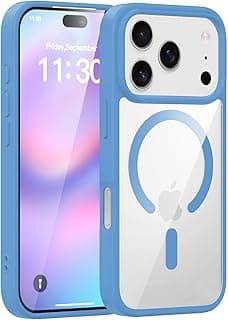 Grabist Magnetic Case for iPhone 17 Pro Max, Compatible with MagSafe, Shockproof TPU Frame, Military Grade Protection, Anti-Scratch Clear Back Cover (light Blue)