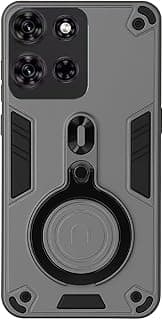 Case Compatible with Moto G75 Dual Layer Protective Shockproof Hard Armor Cover with 360° Rotating Finger Ring Kickstand and Car Magnetic Case Moto G75 Cover (Gray)