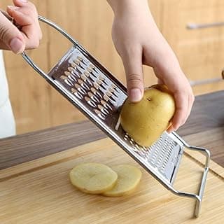Stainless Steel Multi-Purpose Grater with Wire Handle, Silver, Flat Style