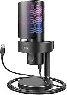 Fifine A9 USB RGB LED Light Desktop Microphone, Black