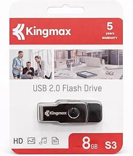 كينج ماكس ذاكرة فلاش USB 2.0 8GB S3، ذاكرة محمولة لنقل البيانات بسرعة عالية، تصميم صغير ومتين، مثالي للمستندات والموسيقى والصور والفيديوهات، ضمان 5 سنوات