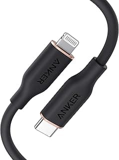 كابل PowerLine III Flow، كابل USB C إلى Lightning لايفون 13 13 برو 12 11 X XS XR 8 بلس [معتمد من MFi، 3 قدم، أسود] يدعم الشحن السريع، كابل سيليكون (الشاحن غير مرفق)