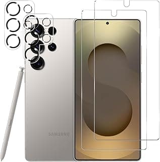 Galaxy S25 Ultra Tempered Glass Screen Protector + Camera Lens Protector [2 + 2 Pack][Case Friendly][Anti-Scratch][Ultrasonic Fingerprint Unlock]HD Protective Film for Samsung Galaxy S25 Ultra