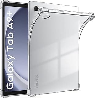 جراب شفاف لجهاز سامسونج Galaxy Tab A9+/ A9 Plus مقاس 11 بوصة 2023 (SM-X210/X216/X218)، غطاء خلفي سيليكون نحيف جداً مقاوم للصدمات، غطاء حماية TPU شفاف عالي الدقة - شفاف