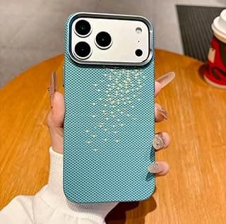 جراب فاخر بنمط كيفلار من ألياف الكربون 600D لـ ايفون 17، متوافق مع MagSafe، فائق النحافة، حماية بمعايير عسكرية (سماوي، ايفون 17)