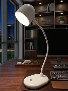 LED Desk Lamp Touch Reading Study Lamp, and switch on, off - Modern Flexible Adjustable Design (yellow light)- مصباح مكتبي LED للقراءة والدراسة يعمل باللمس مع زر التشغيل - تصميم عصري مرن قابل للتعديل