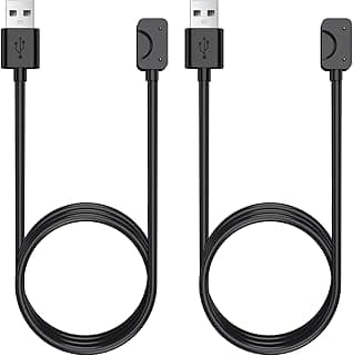 عدد 2 شاحن ساعة ذكية متوافق مع سامسونج Galaxy Fit 3، كابل شحن مغناطيسي USB بديل، اكسسوارات لساعة SM-R390 - أسود + أسود