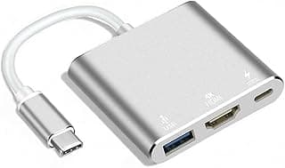 محول Type-C 3 في 1، HDMI + USB 3.0 + Type-C (PD)، 4K، متوافق مع سلسلة ماك بوك، كروم بوك، لابتوب بمخرج USB-C، كمبيوتر، يدعم سويتش، مع منفذ USB 3.0، دعم شحن PD، متعدد الألوان