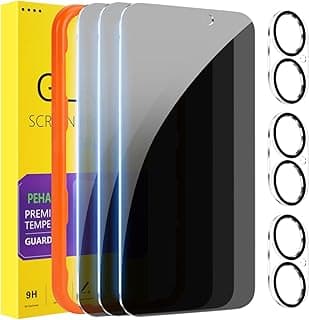 3+3Pack for 17 Privacy Screen Protector with Camera Lens Protector Full Coverage Anti-Spy Tempered Glass Film 9H Hardness Upgrade Edge Protection Easy Installation Bubble Free [6.3 inch]