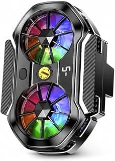 مبرد موبايل بمروحتين تبريد RGB، تصميم معدني غير قابل للانزلاق، مناسب لجميع الهواتف الذكية، موديل FS06
