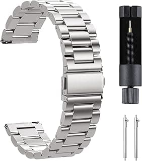 Stainless Steel Bracelet for Watch - 18 mm/20 mm/22 mm Metal Watch with Adjustable Link Tool for Removal, Replacement Straps for Men and Women