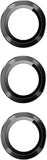 T Teclusive Ultra Luxury Metal Camera Ring Lens Protector with Glass Compatible for Galaxy Z Fold 4 / Galaxy Z Fold 3 | Full Protection Camera Tempered Guard | Set of 3 Rings (Black)