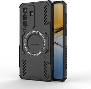جراب موبايل Fascination متوافق مع سامسونج galaxy A37، درع فراشة، حلقة مغناطيسية، مضاد للصدمات (أسود)