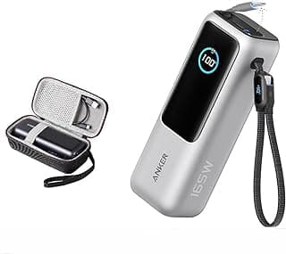 شاحن باور بانك زولو من انكر (25 ألف مللي امبير 165 واط، USB نوع C مدمج وكابل قابل للسحب) شاحن محمول عالي السرعة 1 USB-C، 1 USB نوع A، حزمة بطارية لآيفون 16/15/15 برو/15 برو ماكس/ماك بوك (متضمن جراب)