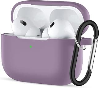 AirPods Pro Case Cover, Silicone Protective Charging Case Skin with Keychain Compatible with Apple AirPods Pro Case for Women Men, Wireless Charging, Front LED Visible (Lilac Purple)