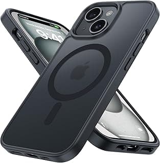 Magnetic Cover for iPhone 15 6.1 Inches Compatible with MagSafe, Translucent Matte Bumper Slim Shockproof Frosted Mobile Phone Case Anti Fingerprint, Black