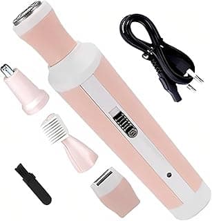 KM-3024 4in1 Trimmer Set For Women, Body Hair Remover, Nose & Eyebrow Trimmer, Skin Shaver - Carbon Steel Cutter Head, Push Type Switch, 3W Power