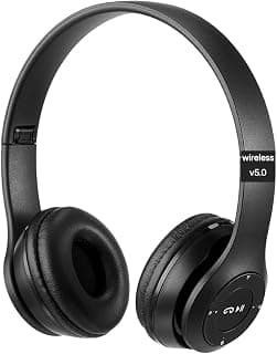 Bluetooth Headphones Wired/Wireless BT - P47 Built-in Microphone for Walking Talking AUX TF Card Over Ear Headphones (Black)