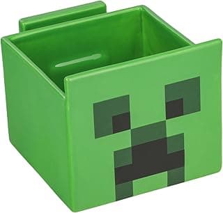 وعاء سناكس سيراميك ماينكرافت Creeper من Paladone مع حامل موبايل، أدوات مطبخ مرخصة رسمياً، هدايا جيمنج للأولاد والبنات والأطفال والكبار