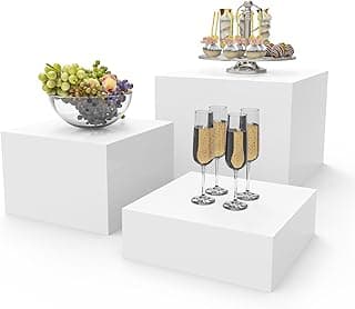 PecMuikee Buffet Risers, Food Display Stand for Buffet Table, Acrylic Cube Risers with Hollow Bottoms 3PCS 8"9"10"