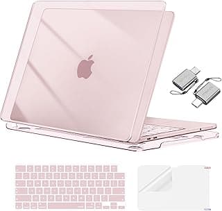 MOSISO Crack-Resistant Cover Compatible with MacBook Neo Case 13 inch 2026 Release Model A3404 with A18 Pro Chip, Protective Hard Shell&Keyboard Cover&Screen Film&Type C, Crystal Blush