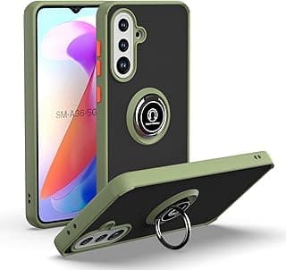 phone case compitable with Samsung galaxy A56 matte acrylic+pc+tbu luxury Protective Case with 360° Ring, Shockproof Cover Case, for Samsung galaxy A56 (army green)