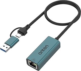 محول ايثرنت ONTEN بمنفذ USB-A و USB-C إلى RJ45 بسرعة 100M