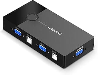 محول USB كيه في ام بمنفذي في جي ايه لمشاركة الفيديو، محول بمَنفذي ادخال ومخرج واحد، محول يدوي مع كابلات USB