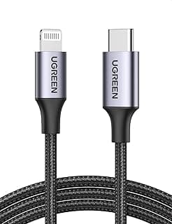UGREEN iPhone Charger Cable 1M[MFi Certified]USB C to Lightning Cable Fast Charging Braided Cord 18W Fast PD Charge for iPhone 14/14 Pro/14 Plus/14 Pro Max, ipad Pro, iPhone 8-13 All Series - Black